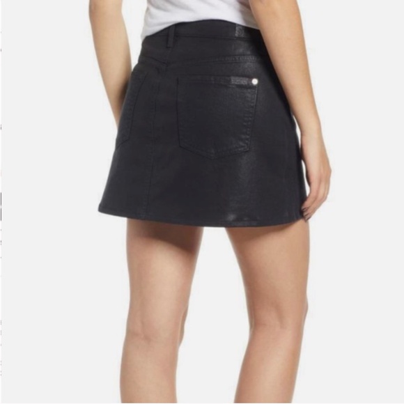 BNWOT- 7 For All Mankind Black Coated Denim Mini Skirt (28) - Picture 1 of 10